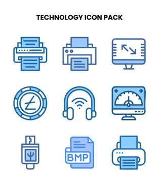 Technology Two Colour Icons Pack Illustrazione stock