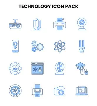 Technology Two Colour UI Icons Pack Illustrazione stock