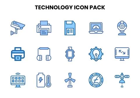 Technology Two Colour UI Icons Pack Stockillustratie