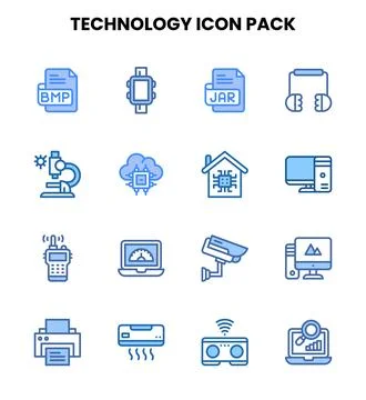 Technology Two Colour Vector Icons Pack イラスト素材