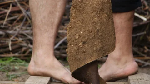 Technology. two men drilled a water well with an improvised drilling rig Stock Footage 107936850