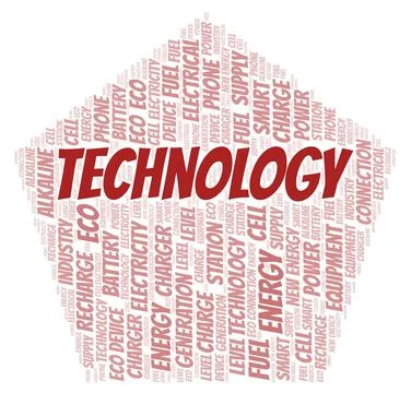 Technology typography word cloud create with the text only. Illustrazione stock