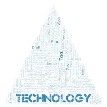 Technology typography word cloud create with the text only Stock Illustration