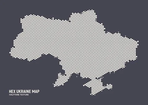 Technology Ukraine Map Hexagonal Halftone Pattern Abstract Vector Background Stock Illustration