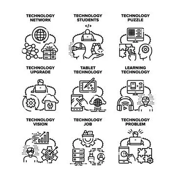 Technology Upgrade Set Icons Vector Illustrations Stockillustratie