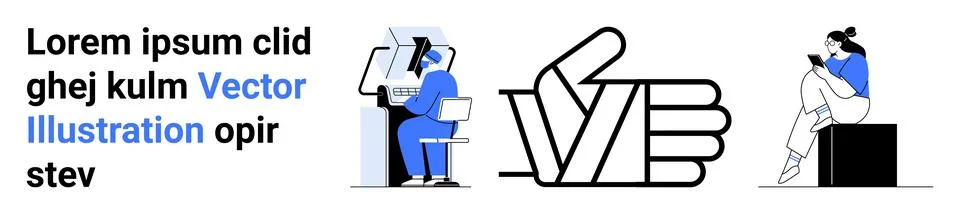 Technology usage, digital communication, social media, workflow, online infor Stock Illustration