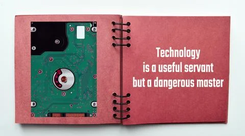Technology is a useful servant but a dangerous master. Inspirational quote Stock-Fotos