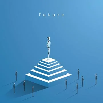 Technology vector concept of artificial intelligence compared to humans. AI Illustrazione stock