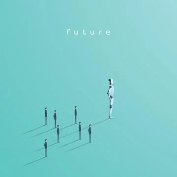 Technology vector concept of artificial intelligence compared to humans. AI 스톡 일러스트