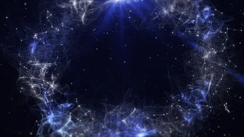 Technology vibrant circle nebula zoom in scene with fractal plexus pattern Stock Footage 306009115