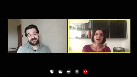 Technology, video call-two friends talk about the new wave of covid cases Vídeo Stock 141914610