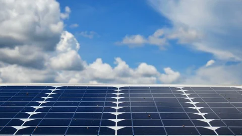 Technology Video Solar panels are used to produce clean electricity environme Stock Footage 96320844