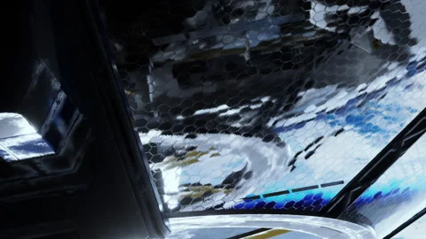 Technology view of space from a spacecraft during daylight hours Stock Footage 345055367