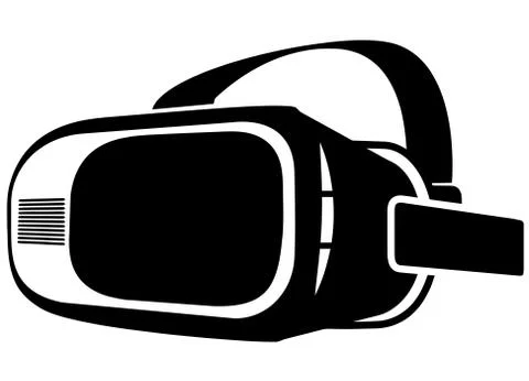 Technology virtual reality glasses helmet black silhouette illustration Stock Illustration