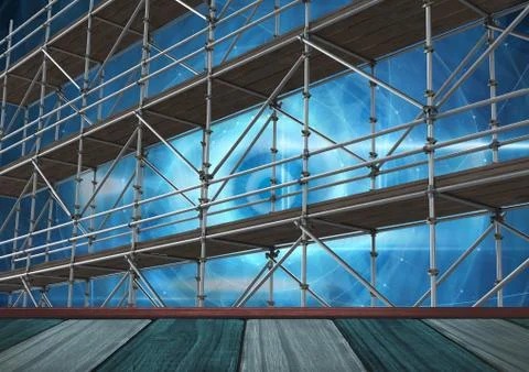 Technology vortex interface with shelf and 3D Scaffolding Illustrazione stock