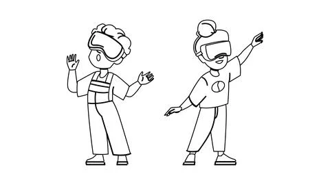 Technology vr virtual reality kid vector Stock Illustration