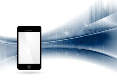 Technology waves abstract background with mobile phone Technology vector w... Stock Photos