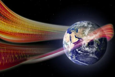 Technology Waves Sweeping Our Digital World Stock Illustration