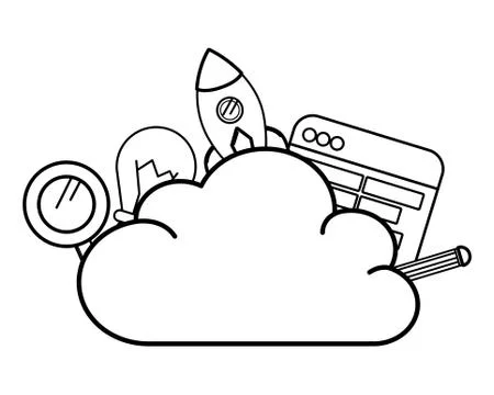 Technology web cloud cartoon 스톡 일러스트