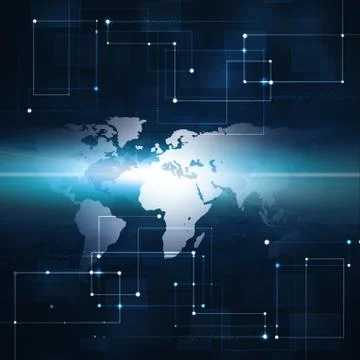 Technology Web Connections Blue Background Stock Illustration