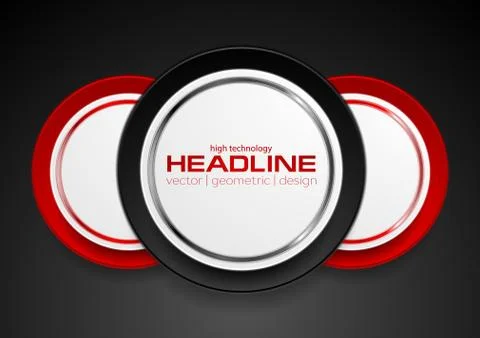 Technology web design with red black circle labels Stock Illustration