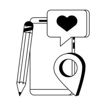 Technology web digital hardware cartoon in black and white Stock Illustration