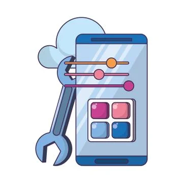 Technology web digital hardware cartoon Stock Illustration