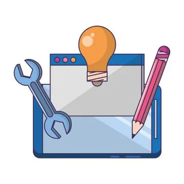 Technology web digital hardware cartoon Stock Illustration