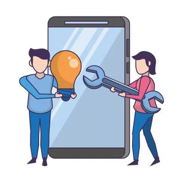 Technology web digital hardware cartoon Stock Illustration