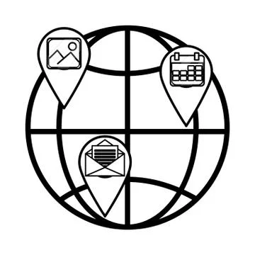 Technology web icon cartoon Stock Illustration