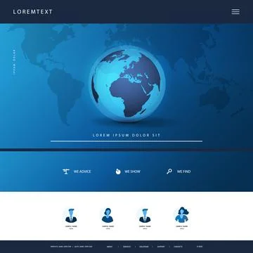 Technology Website Design Template for Your Business with Earth Globe Stock Illustration