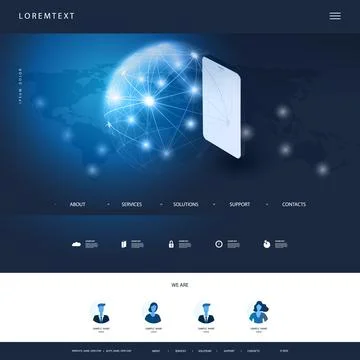 Technology Website Design Template for Your Business - Cloud Computing, Tel.. Stock Illustration