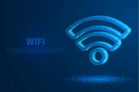 Technology wifi icon with blue background, A rotate icon composed of polygons Stock Illustration
