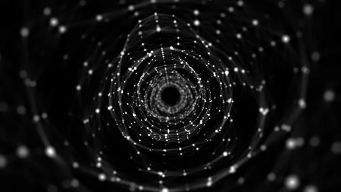 Technology wireframe circle tunnel on black background. Stock Footage 310321070
