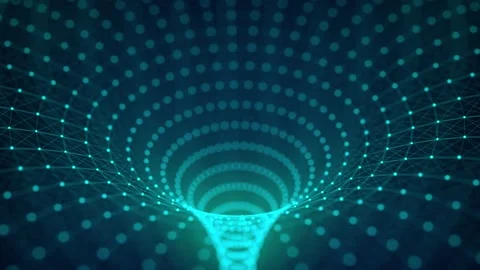 Technology wireframe circle tunnel on blue background. Stock Footage 310323283
