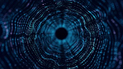 Technology wireframe circle tunnel. Futuristic 3D wormhole grid. Stock Footage 275845888