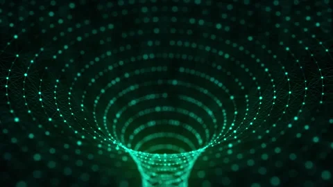 Technology wireframe circle tunnel on green background. Stock Footage 310323341