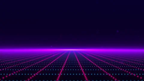 Technology wireframe landscape. Colorful mesh on a black background. Stock Footage 229125325