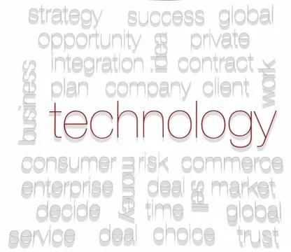 TECHNOLOGY. Word collage on white background Illustrazione stock