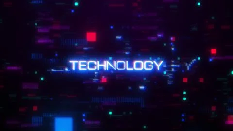 Technology word with digital glitch Ilustración de archivo