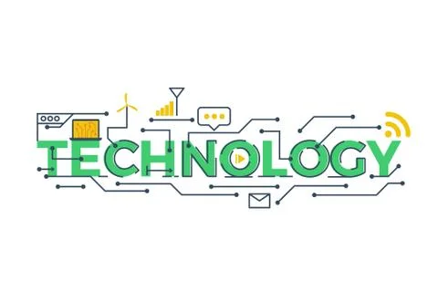 Technology word illustration Illustrazione stock
