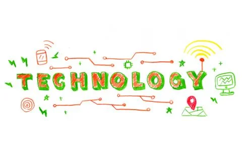 Technology word illustration Illustrazione stock