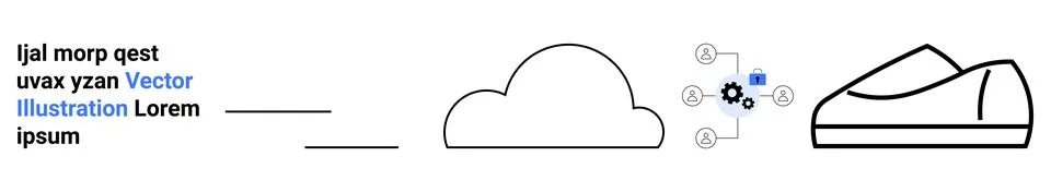 Technology workflow, data processing, cloud networks, automation processes, c Illustrazione stock