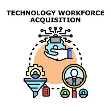 Technology workforce acquisition process attracting skilled talent 库存插图