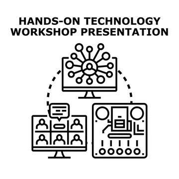 Technology workshop presentation concept developing online collaboration Stockillustratie