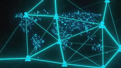 Technology world map with connection dots Illustrazione stock