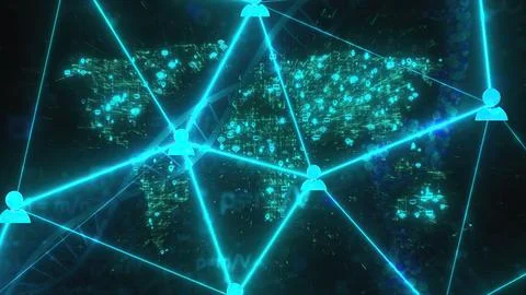 Technology world map with connection dots Stock Illustration