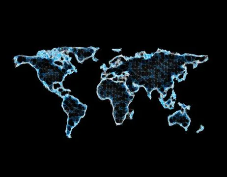 Technology world map line texture, internet data transmission Stock Illustration