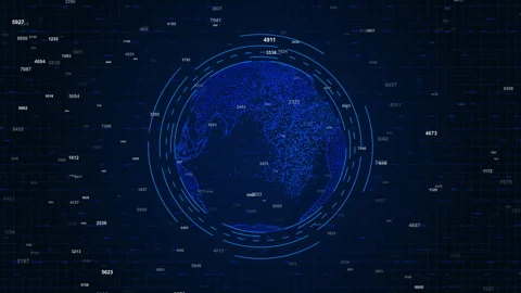 Technology World Map Point and Line, Global Network Connection Planet Earth Stock Footage 338377829