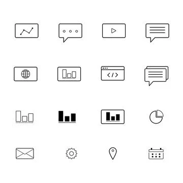 Technology www graph folder icon set 스톡 일러스트